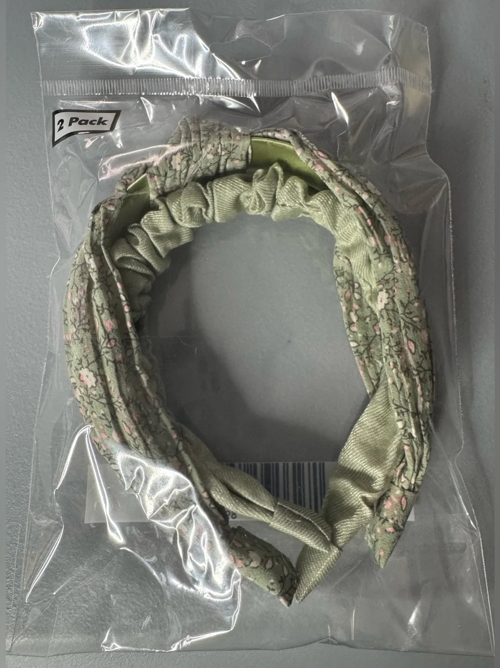 Green Floral top Knotted Headband - Pack of 2 sage green pastel pink summer